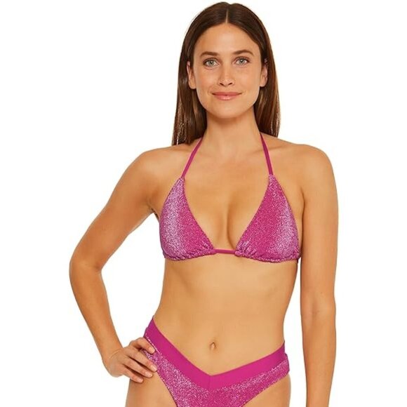 Trina Turk 'Cosmos' Metallic Triangle Bikini Top, Planetary Pink - Picture 1 of 2